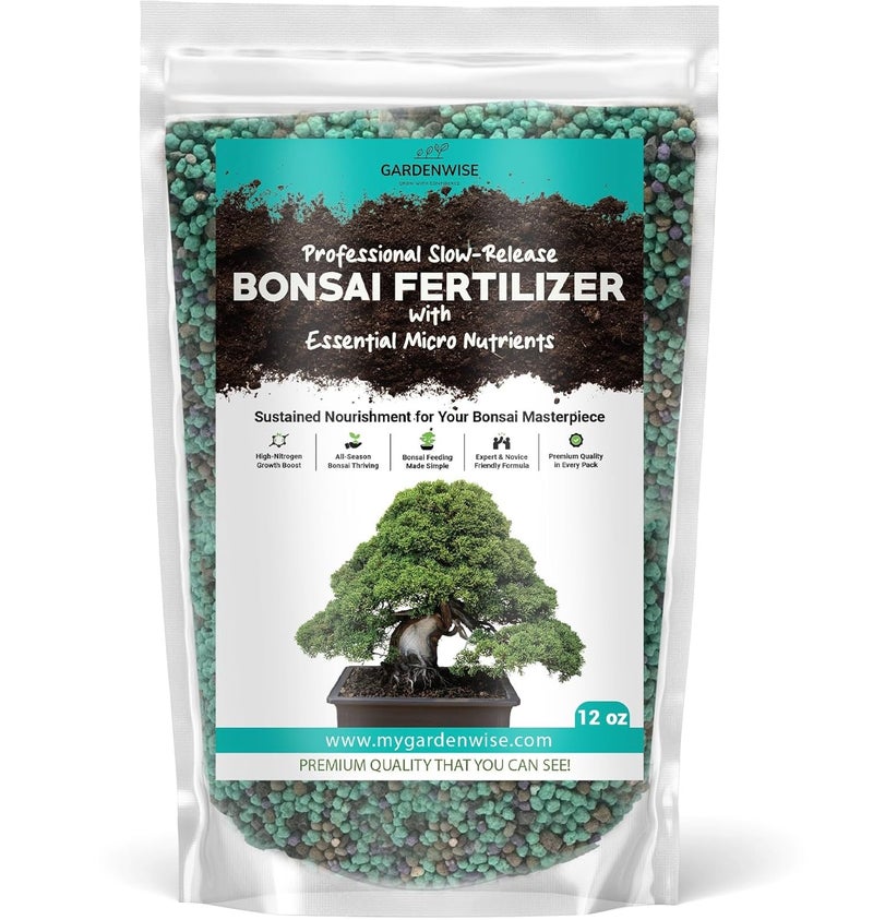 GARDENWISE سماد بونساي بطيء الإطلاق مع العناصر الدقيقة الأساسية - سماد بونساي احترافي على شكل حبيبات | غذاء مثالي لأشجار البونساي الداخلية والخارجية (12 أونصة) - Image 1
